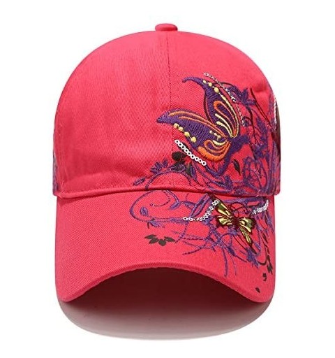 Baseball Caps Women Baseball Caps- Adjustable Breathable Embroidered Sun Hat for Sport Golf Mesh Sunbonnet Outdoor - Red - C7...