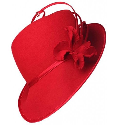 Fedoras Fashion Wool Hats for Women Felt Hat Fedoras - Red - CZ11I5W9HSD $37.75