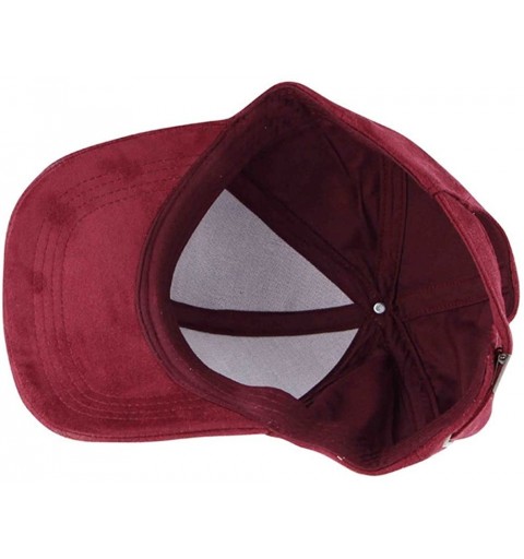 Baseball Caps Unisex Adjustable Snapback Hat Faux Suede Leather Baseball Cap - Wine Red - CA17YKIR8XQ $10.20