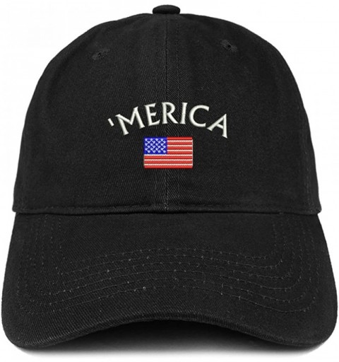Baseball Caps Merica Small American Flag Embroidered Dad Hat Cotton Baseball Cap - Black - CH12JO1GCQN $13.90