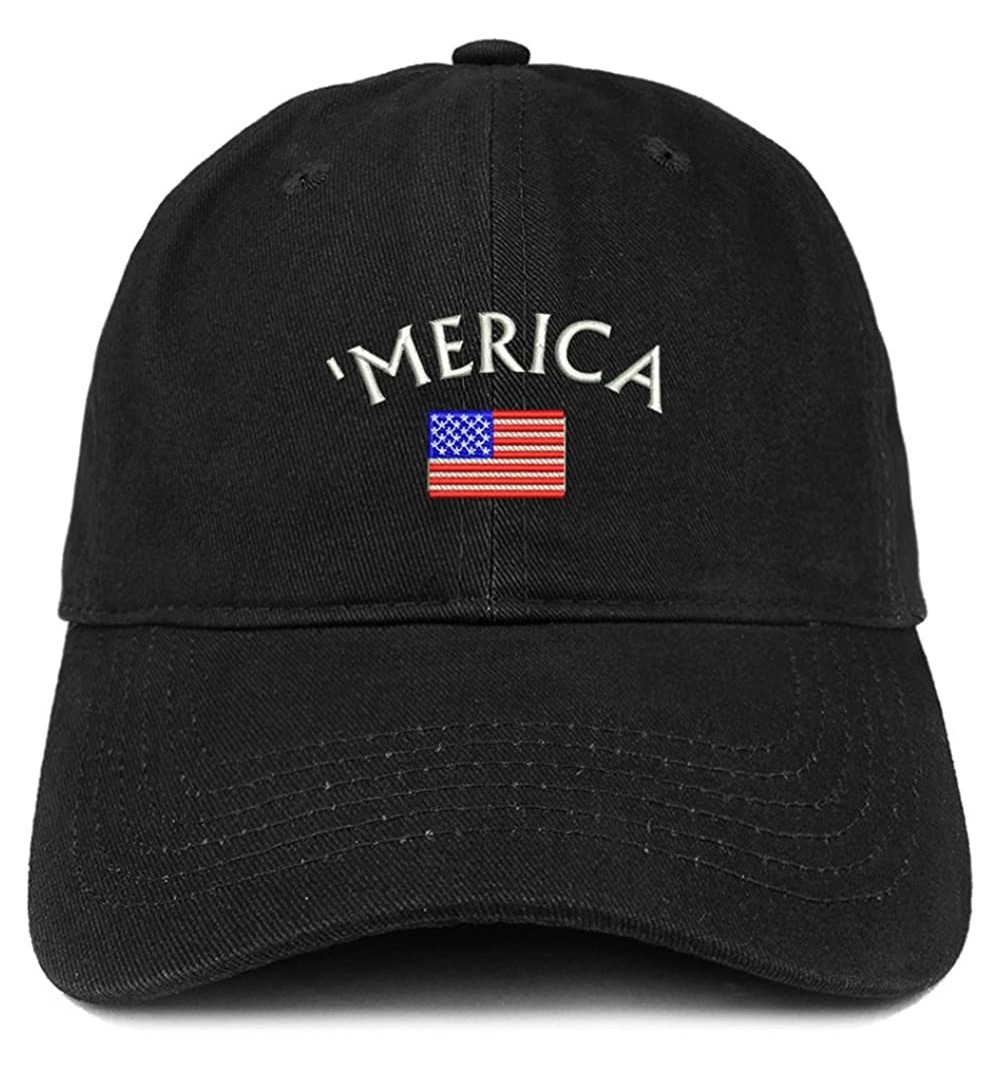Baseball Caps Merica Small American Flag Embroidered Dad Hat Cotton Baseball Cap - Black - CH12JO1GCQN $13.90