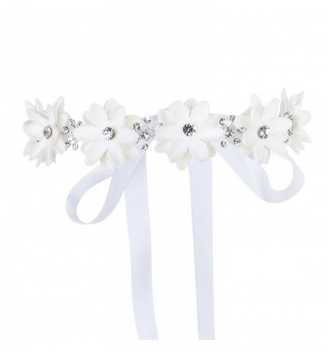Headbands Flower Girls Elegant Headband Wedding Floral Hairbands Accessories(White) - Clear Rhinestone(White) - CO12EJM8FD5 $...