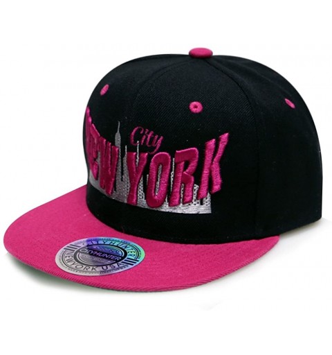 Baseball Caps City New York Snapback Caps - Black/Fuschia - C611ULVI9HL $13.58