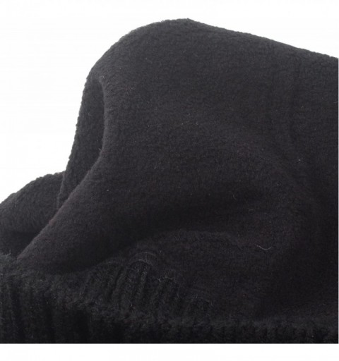 Skullies & Beanies Winter Slouch Baggy Knit Beanie Hat Fleece Lined Crochet Skull Ski Cap - Black - CO12LSK6K6P $10.42