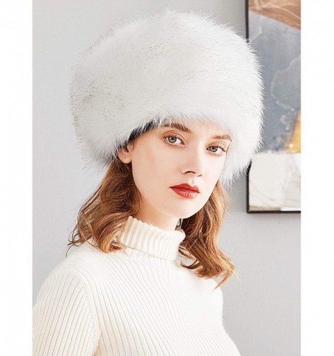 Skullies & Beanies Winter Women Faux Fur Russian Cossack Style Hat Winter Hat-White - C118I8EEY3N $10.88