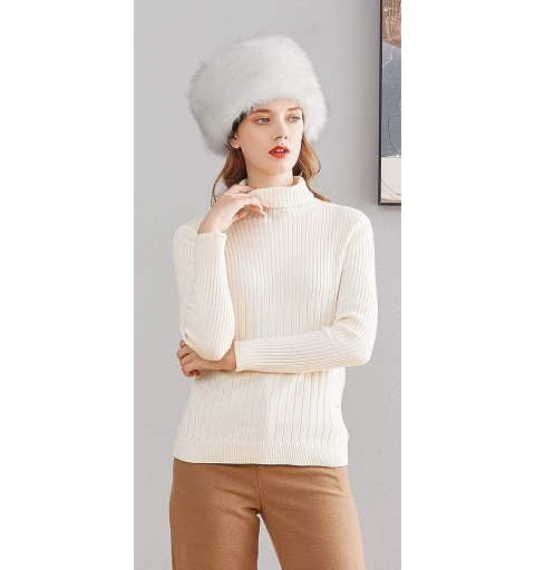 Skullies & Beanies Winter Women Faux Fur Russian Cossack Style Hat Winter Hat-White - C118I8EEY3N $10.88