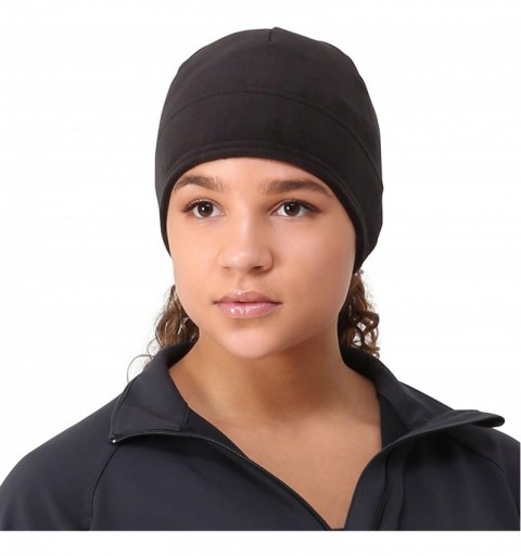 Skullies & Beanies Women's Microfleece Ponytail Hat - Black Swirl - CW11LTMJVS7 $16.18
