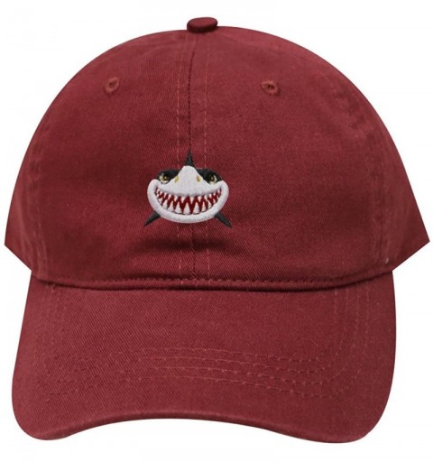 Baseball Caps Shark Face Cotton Baseball Dad Caps - Burgundy - CI17YEWH60X $11.46