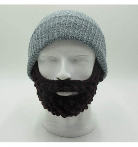 Skullies & Beanies Unisex Wacky Beard Hat Knit Funny Beanie Halloween Cap Wind Mask - Wine Red - CL18L7NEE4N $9.67