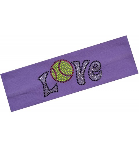 Headbands Softball Team Gift Love Softball Rhinestone Cotton Stretch Headband for Girls Teens and Adults - Lavender - CF11TL6...