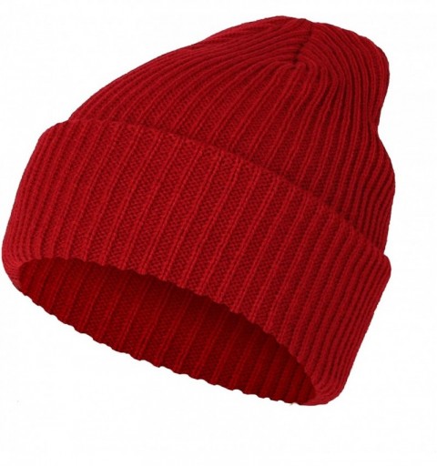 Skullies & Beanies Ribbed Knit Beanie Winter Hat Slouchy Watch Cap GZ50019 - Wine - CP18KMA5EQM $11.26