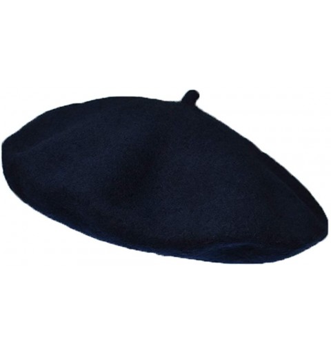 Berets Girls&Boys French Style Wool Beret Kids Hat - Navy Blue - CU18E7N03GT $11.04