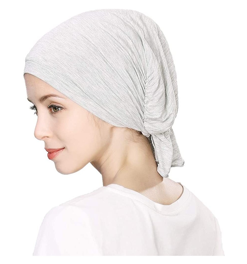 Skullies & Beanies Headwrap Cover Sleep Cap for Women Patient Chemo Scarf Soft Stretch Breathable - 99050_lightgrey - CS18IHE...