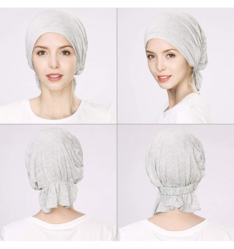 Skullies & Beanies Headwrap Cover Sleep Cap for Women Patient Chemo Scarf Soft Stretch Breathable - 99050_lightgrey - CS18IHE...