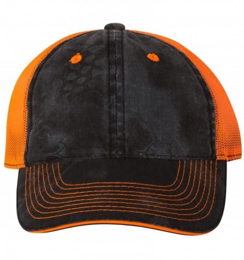 Baseball Caps Washed Brushed Mesh Cap - Kryptek Typhon/ Neon Orange - C718898DR89 $11.98