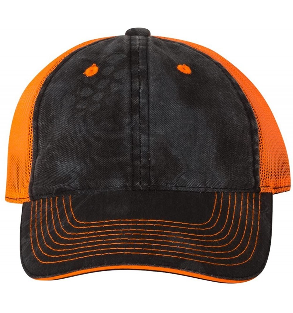 Baseball Caps Washed Brushed Mesh Cap - Kryptek Typhon/ Neon Orange - C718898DR89 $11.98