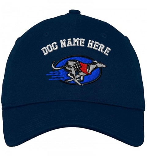 Baseball Caps Custom Low Profile Soft Hat Running Greyhound Embroidery Dog Name Cotton Dad Hat - Navy - C918QSG5NNG $25.27