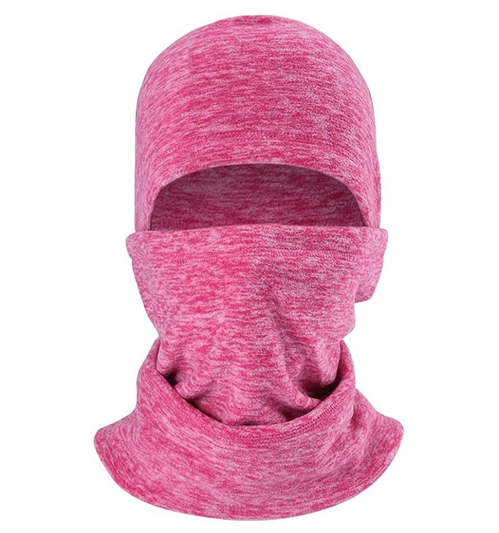 Balaclavas Balaclave Fleece Windproof Ski Mask Face Mask Tactical Hood Neck Warmer - Heather Fushcia-polar Fleece - CK18906CK...