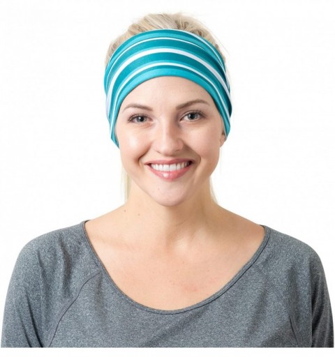 Headbands Yoga Headbands Women Men - Teal Striped - CA186LM7X97 $15.51