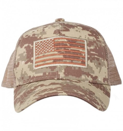 Baseball Caps US American Flag Patch Tactical Style Mesh Trucker Baseball Cap Hat - Tan - C612HUHS70R $11.42