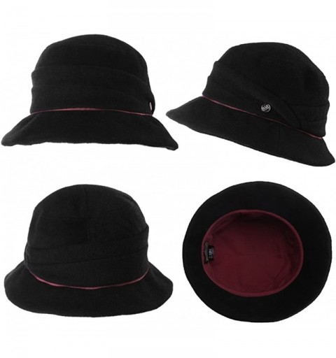 Sun Hats Cloche Round Hat for Women 1920s Fedora Bucket Vintage Hat Flower Accent - 89068_black - C8187CMW82H $22.17