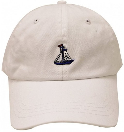 Baseball Caps Boat Small Embroidered Cotton Baseball Cap - White - CQ12H0G3NTN $12.82
