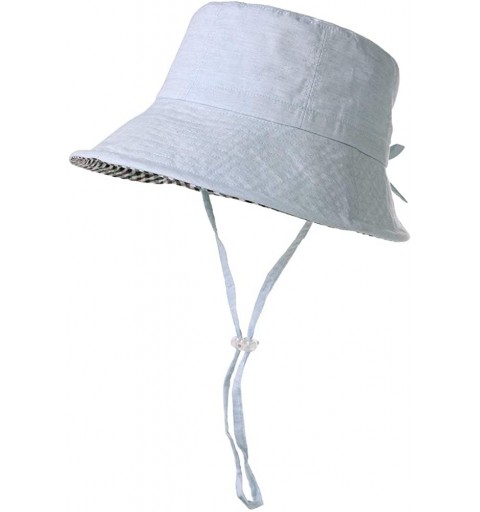 Bucket Hats Packable Bucket for Women Men with String Sun Hat SPF 50 Fishing Summer Beach Travel Cap 56-60cm - Blue_99004 - C...