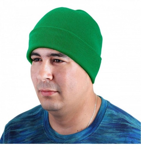 Skullies & Beanies Men Women Knitted Beanie Hat Ski Cap Plain Solid Color Warm Great for Winter - 2pcs Black & Kelly Green - ...