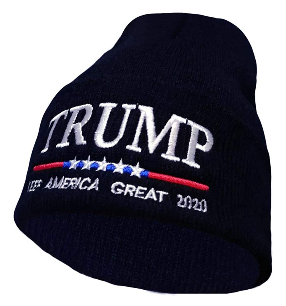 Skullies & Beanies Keep America Great 2020 Donald Trump Unisex Cuffed Plain Skull Knit Hat Cap - Navy 002 - CM18YQDLL4D $9.60