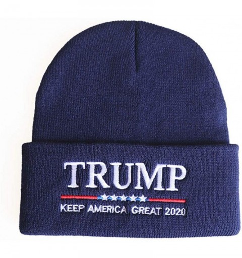 Skullies & Beanies Keep America Great 2020 Donald Trump Unisex Cuffed Plain Skull Knit Hat Cap - Navy 002 - CM18YQDLL4D $9.60