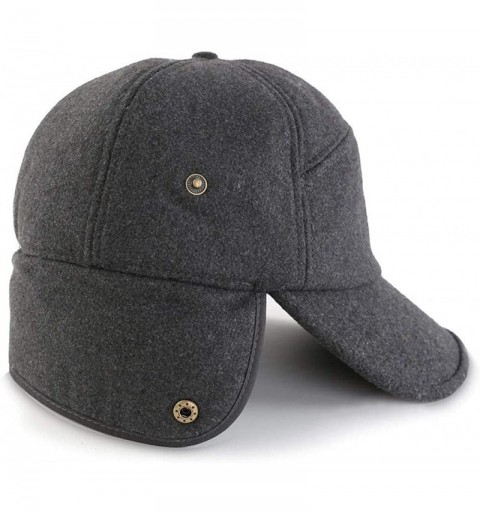 Baseball Caps Winter Hat with Brim Earflap Fitted Hat Faux Fur Baseball Cap for Men - Dark Grey - C118K7TIGUO $12.11