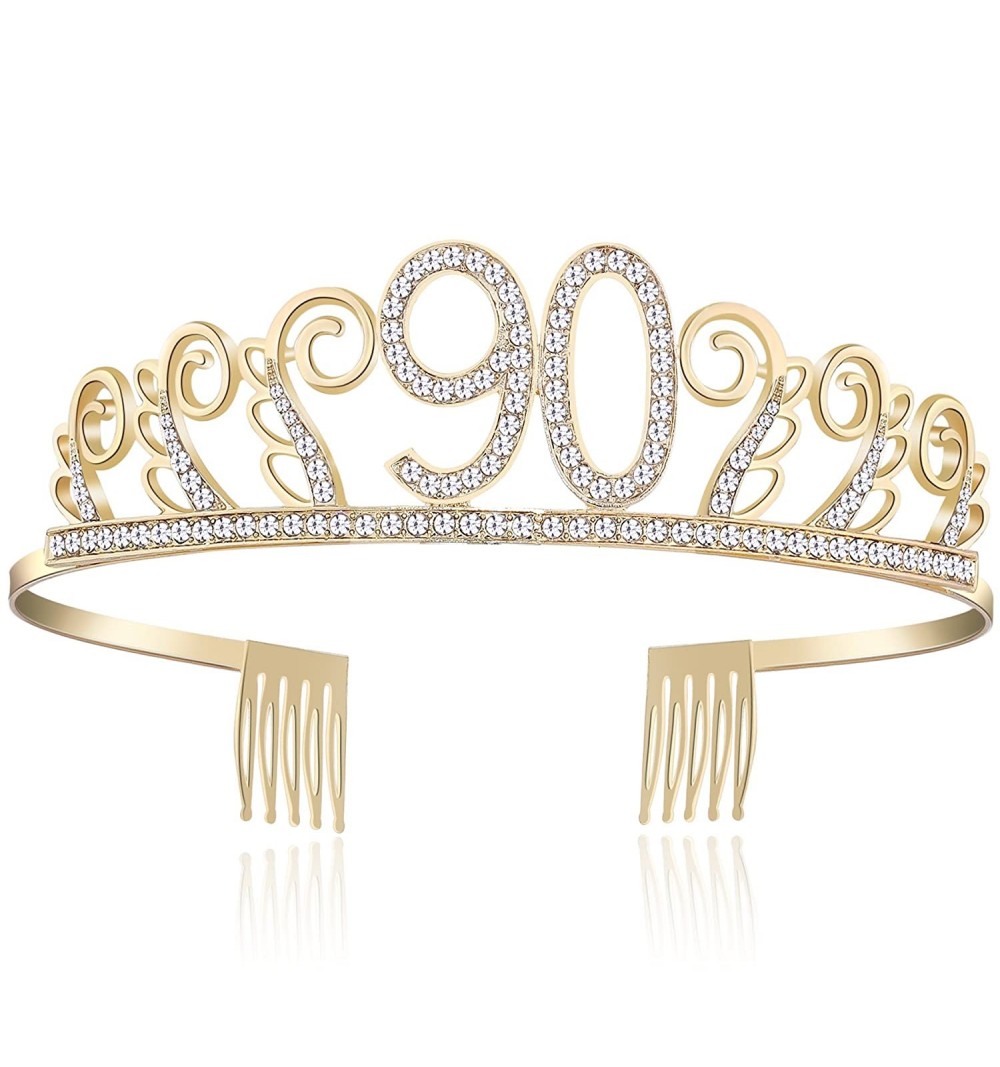 Headbands Birthday Rhinestone Princess Silver 21st - Gold-90th - CA18CYLMZ2N $15.48