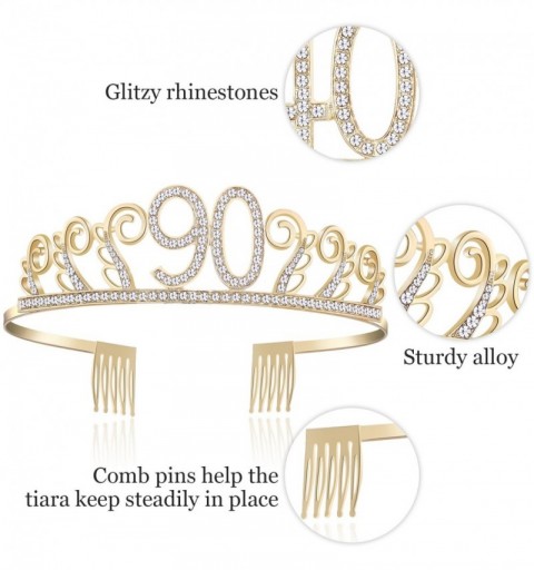 Headbands Birthday Rhinestone Princess Silver 21st - Gold-90th - CA18CYLMZ2N $15.48
