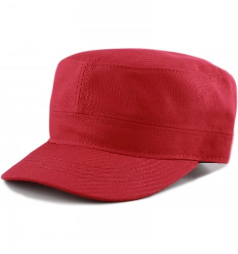Baseball Caps Made in USA Cotton Twill Military Caps Cadet Army Caps - Red - CA18CZOT0AL $8.61