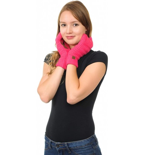 Skullies & Beanies Sherpa Lining Winter Warm Knit Touchscreen Texting Gloves - 2 Tone Pink 10 - C818Y48KD8C $17.93