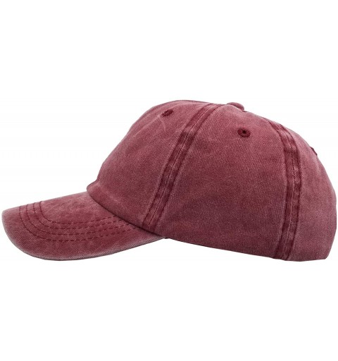 Baseball Caps Washed Ponytail Hats Pony Tail Caps Baseball for Women - Wine Red - C618IHATKAR $7.45