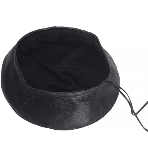Berets Women's Adjustable PU Leather Beret Hat - Style B-black - CI18LOH07Y9 $13.79