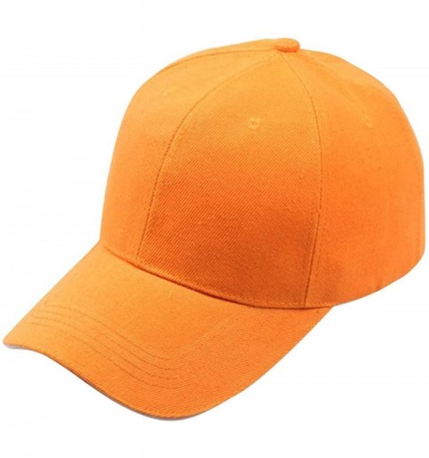 Baseball Caps Unisex Women Men Classic Adjustable Baseball Cap Washed Snapback Hip-Hop Plain Dad Hat Sunhat - Orange - CN18O7...