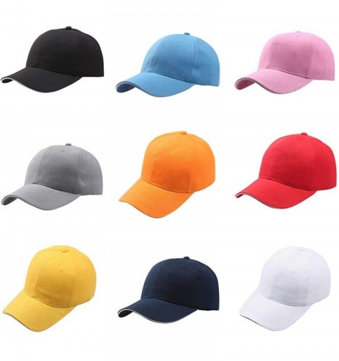 Baseball Caps Unisex Women Men Classic Adjustable Baseball Cap Washed Snapback Hip-Hop Plain Dad Hat Sunhat - Orange - CN18O7...