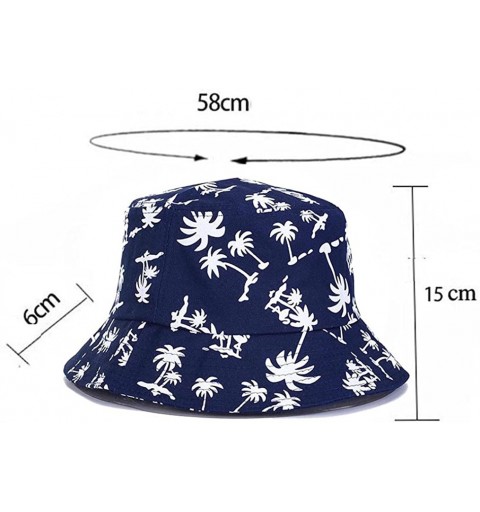 Bucket Hats Tropical Coconut Palm Tree Printed Bucket Hat Beach Vocation Sunhat Cap - Navy - CS17XSTZL7U $10.46