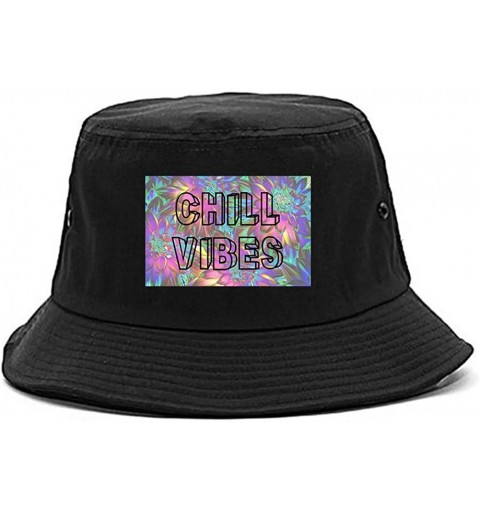 Bucket Hats Chill Vibes Trippy Bucket Hat - Black - CV187ZRIT0H $28.65