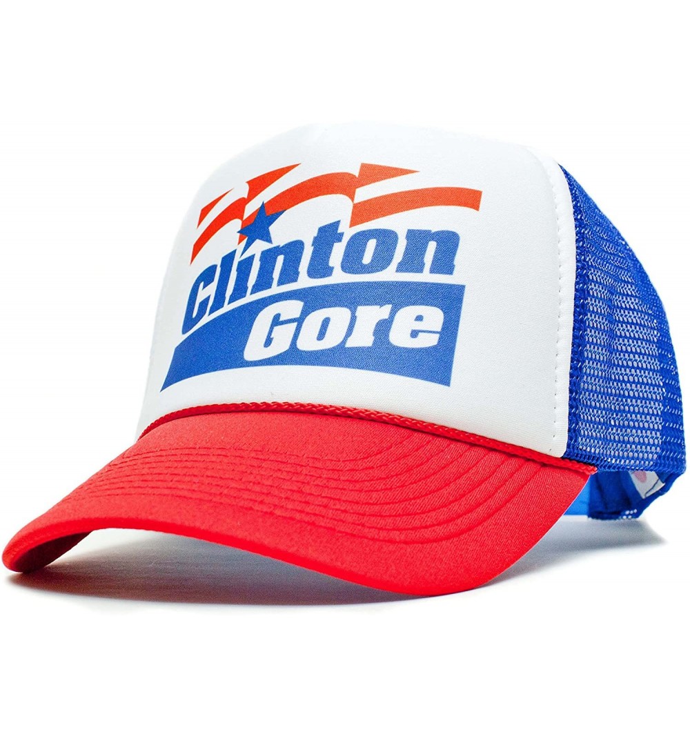 Baseball Caps Unisex-Adult Trucker Hat -One-Size Curved Bill Truckers - Clinton_gore_ryl_red_curv - C81256M6CI7 $10.54