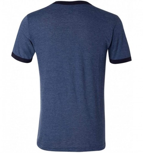 Baseball Caps Canvas Men's Combed Contrasting Side Seamed T-Shirt - Heather Navy/Midnight Navy - C811IMATFL1 $14.95