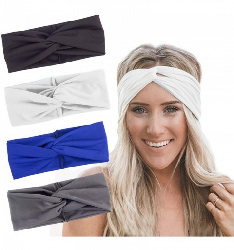 Headbands Turban Headbands for Women Twisted Boho Headwrap Yoga Workout Sport Thick Head Bands(4 pack) - E-4 pcs - CU18UA2TLD...