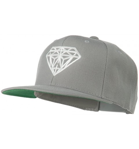 Baseball Caps Big Diamond Embroidered Flat Bill Cap - Silver - CS11Q3SRWI3 $35.68