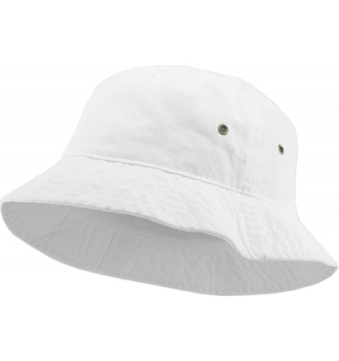 Bucket Hats Unisex Washed Cotton Bucket Hat Summer Outdoor Cap - (1. Bucket Classic) White - C218HA3SQG8 $21.20