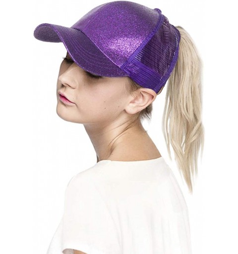 Baseball Caps Glitter Messy High Buns Trucker Ponycap Ponytail Baseball Adjustable Cap for Women Girl - Purple - CG18QN9Z5OE ...