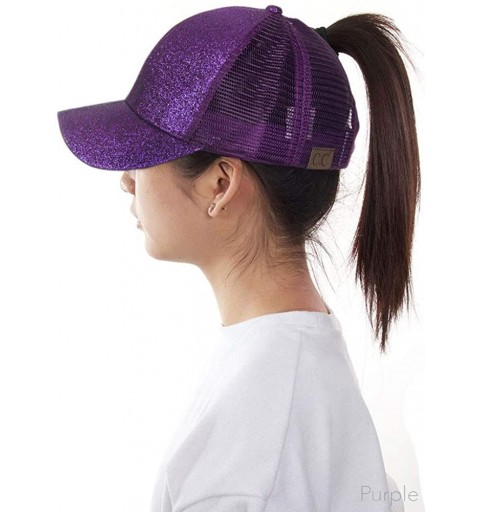 Baseball Caps Glitter Messy High Buns Trucker Ponycap Ponytail Baseball Adjustable Cap for Women Girl - Purple - CG18QN9Z5OE ...
