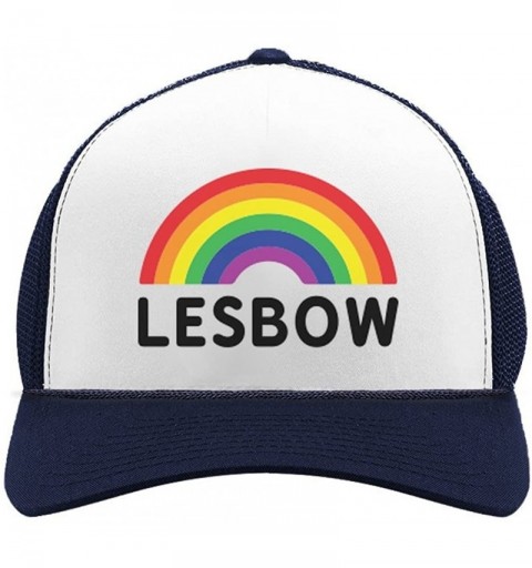 Baseball Caps Lesbow Rainbow Flag Hat Gay Lesbian Equality Pride Trucker Hat Mesh Cap - Navy/White - CM18DLAIO77 $14.73