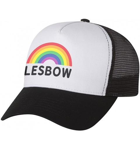 Baseball Caps Lesbow Rainbow Flag Hat Gay Lesbian Equality Pride Trucker Hat Mesh Cap - Navy/White - CM18DLAIO77 $14.73